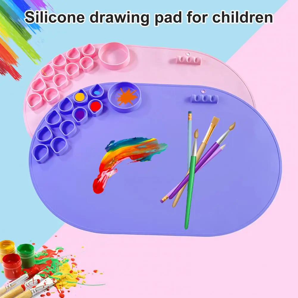 Lightweight Silicone Drawing Mat Paint Dividers Toning Multicolor Drawing Mat Silicone Palette