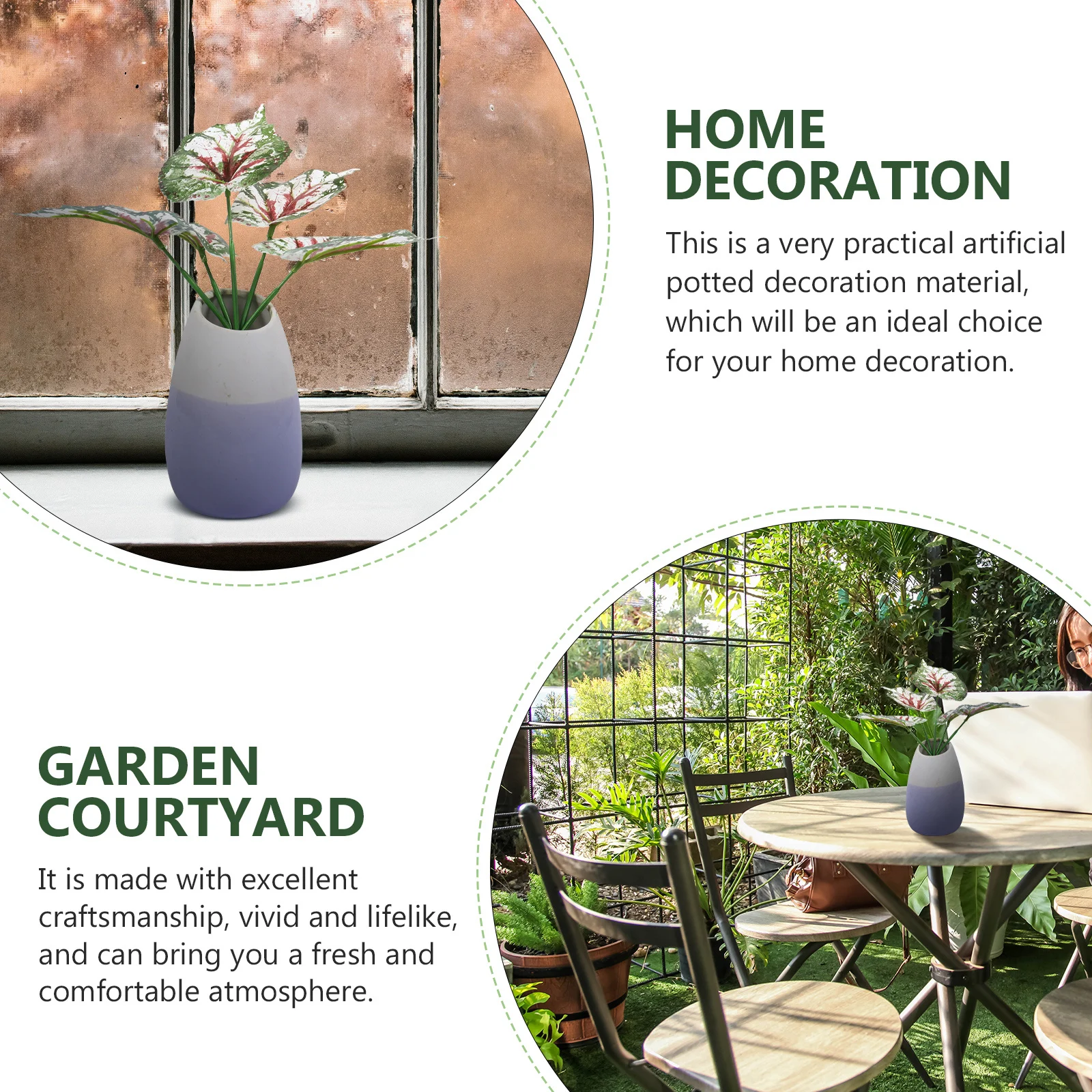 

6Pcs Simulation Potted Plant Artificial White Mini Bonsai Plastic Desktop Ornament Living Room Garden Decor