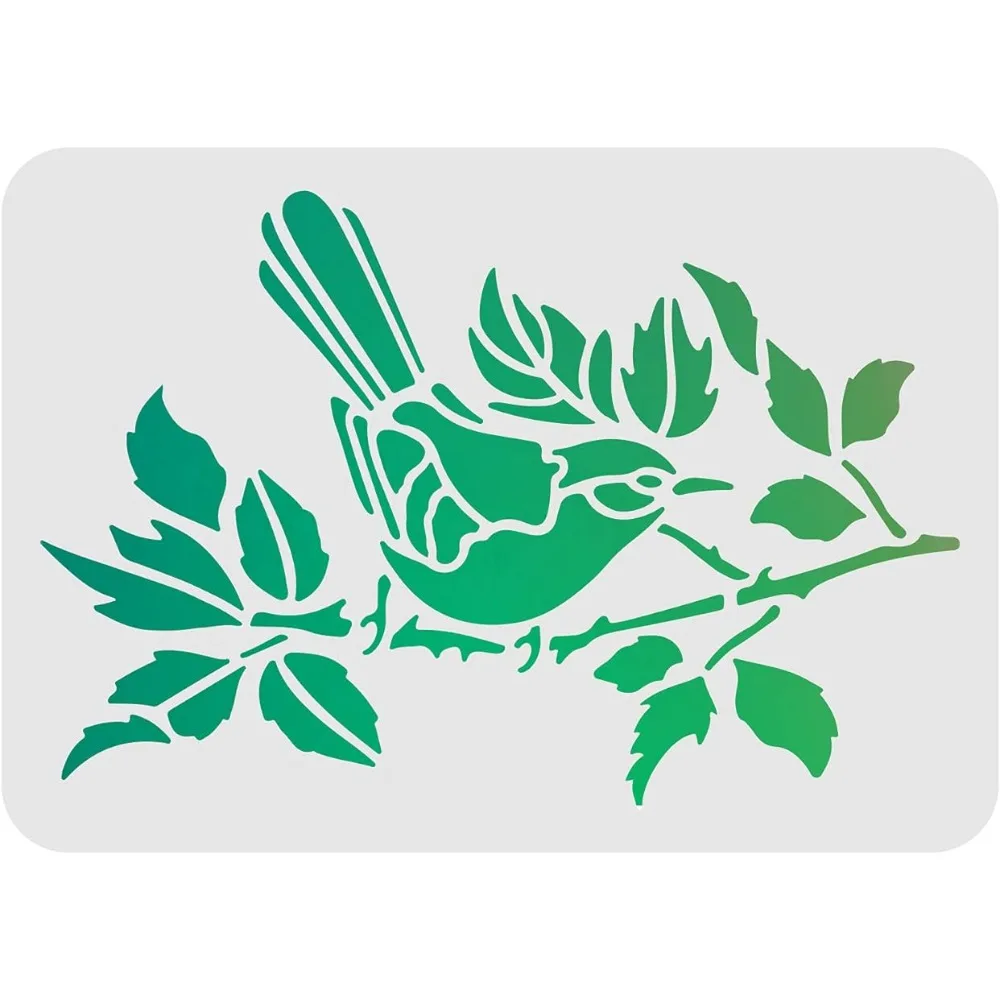 Bird Tree Branches Stencils Wall Decoration Template 29.7x21cm/11.6x8.3 inch Plastic Bird Drawing Painting Stencils Rectangle