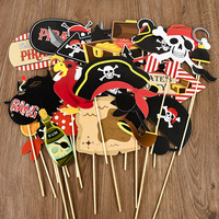 30pcs Pirate Birthday Decoration Pirate Photo Booth Props Kids Birthday Decor Treasures Theme Party Halloween Supplies