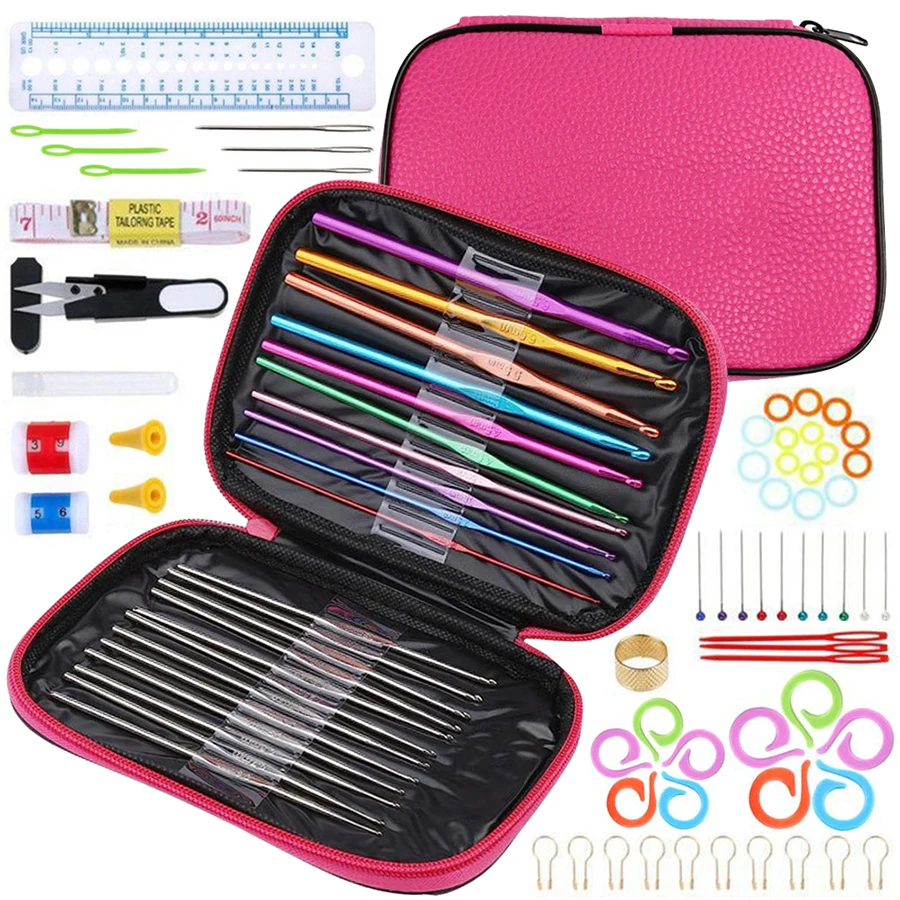 100 teile/satz Nähen Häkelnadel Set & Lagerung Tasche Nähen Nadel Maßband Fingerhut Perle Nadel Handgemachte DIY Nähen Zubehör