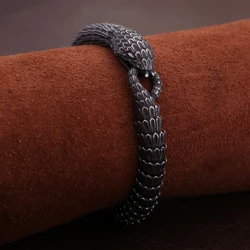 Gothic Vintage Viking Black Snake Chain Bracelet For Men Women Punk Hip Hop Ouroboros Bracelets Biker Amulet Jewelry Wholesale