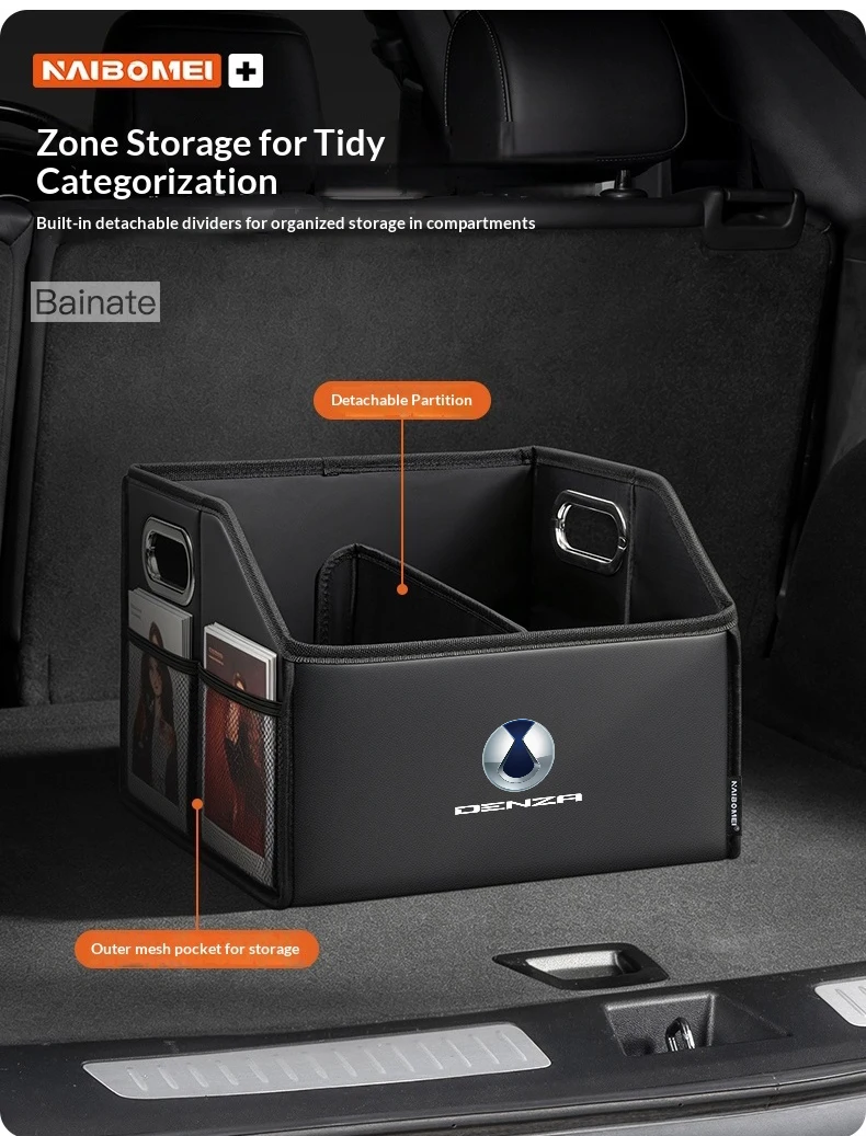 Auto-Kofferraum-Aufbewahrungsbox, Für DENZA B5 B8 D9 X, N7, N8 D9 2024 2025 2026 Leder-Aufbewahrungsbox, Faltbarer Organizer Auto-Zubehör – Detail 5
