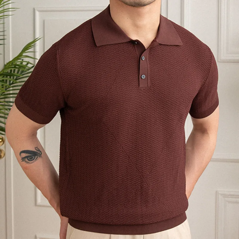 2023 New Fashion Casual Jacquard  Slim Stretch Polo Shirt Short Sleeve High Quality Summer Breathable Casual Polos Para Hombre