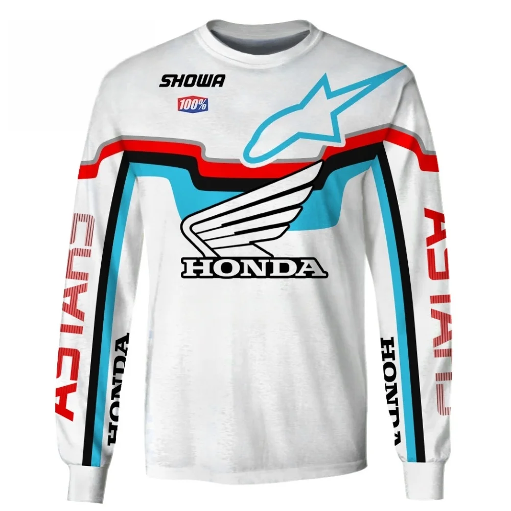

Honda Off-road Motorcycle T-shirt, Mountain Bike Breathable Long-sleeved, Retro Racing Honda Red Rider Youth Jersey, Accessories