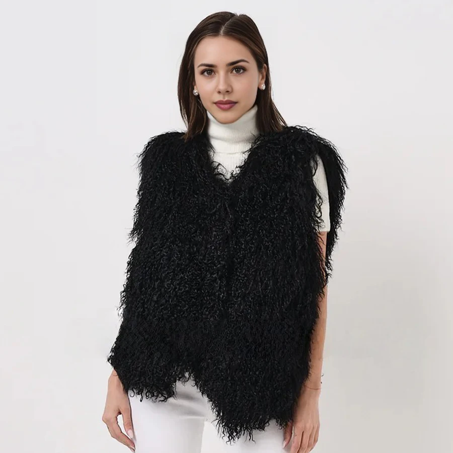 

Natural Sheepskin Waistcoats For Women Tibetan Lamb Fur Vest Mongolian Sheep Jackets New Arrivals Short Real Fur Vests