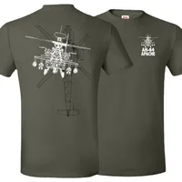 tops Hot Sale Creative Design AH-64 Apache Helicopter Gunships T-Shirt. Summer Cotton Short Sleeve O-Neck Mens T Shirt New S-5xl