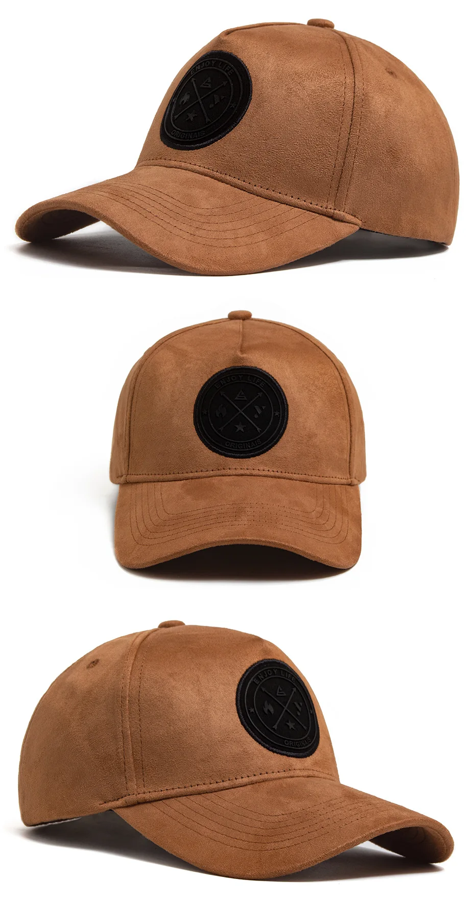 Neue runde Lederetiketten, trendige Wildlederhüte für Herren, Baseballkappen, vielseitige Sonnenhüte für Herren, Hip-Hop-Kappen für Damen, Outdoor-Schatten – Detail 10