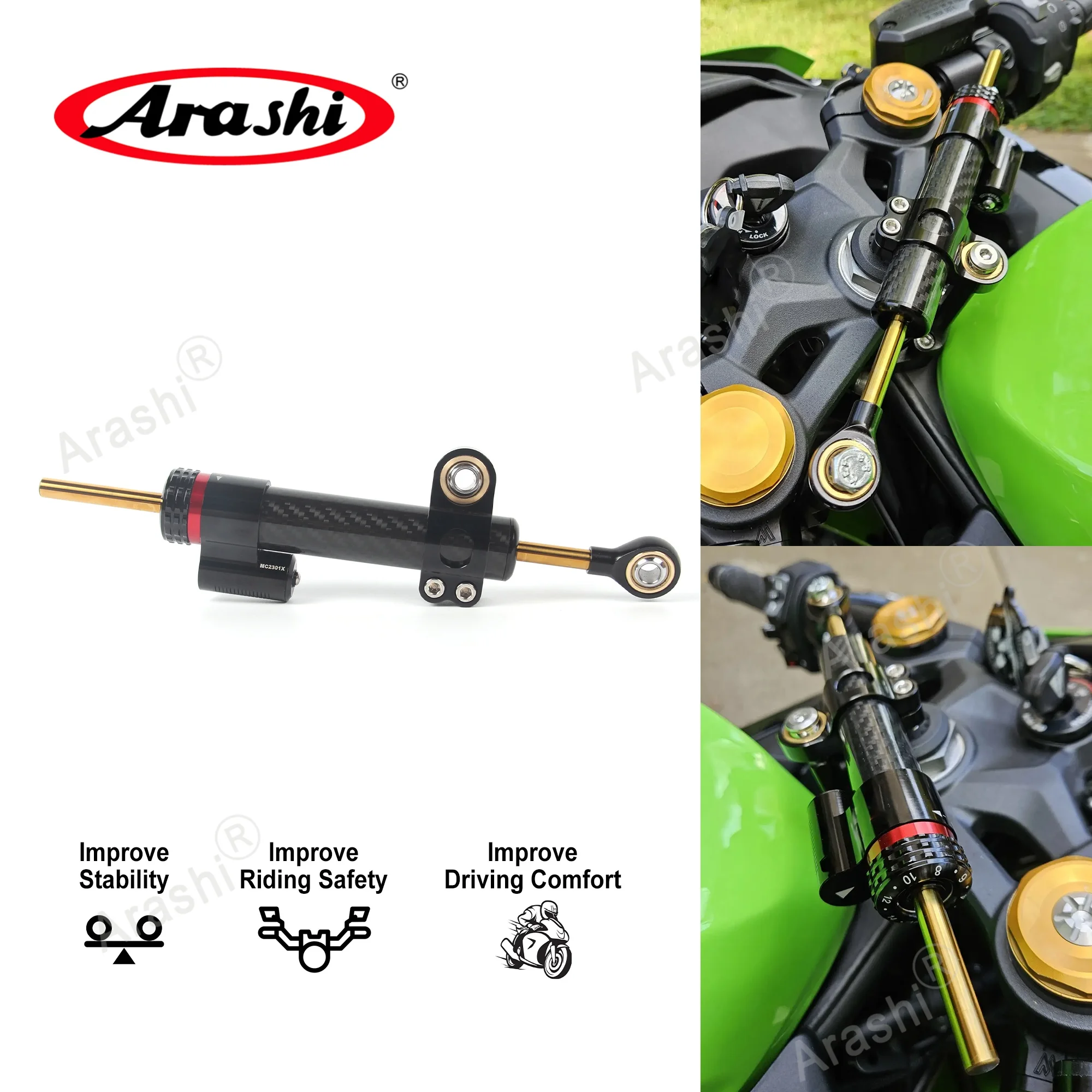 Arashi CNC Steering Damper Bracket Set For BMW R1200CL R1200GS R 1200 GS / CL 2013 Motorcycle Safety Control Mount Stabilizer