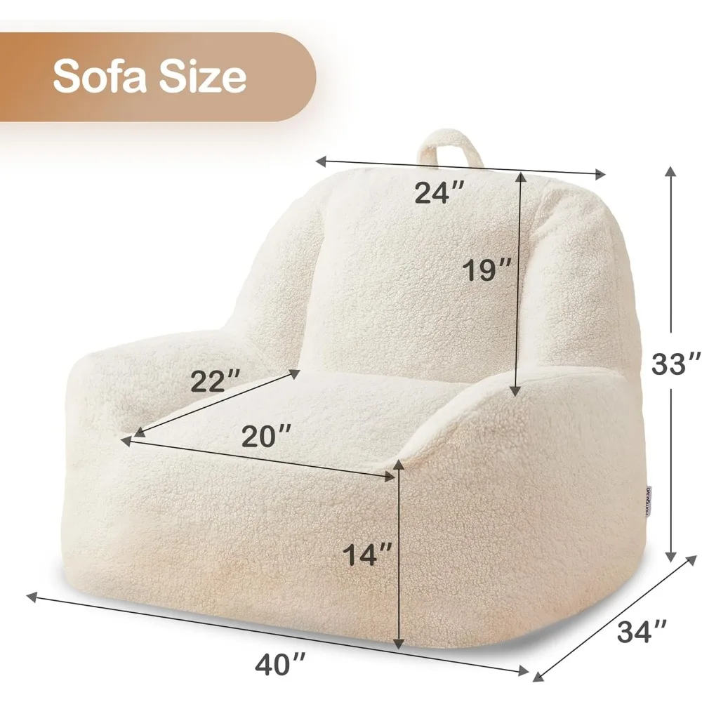 Bean Bag Chair Sherpa Bean Bag Lazy Sofa  for Adults with High Density Foam Filling Modern Accent Chairs Comfy Chairs