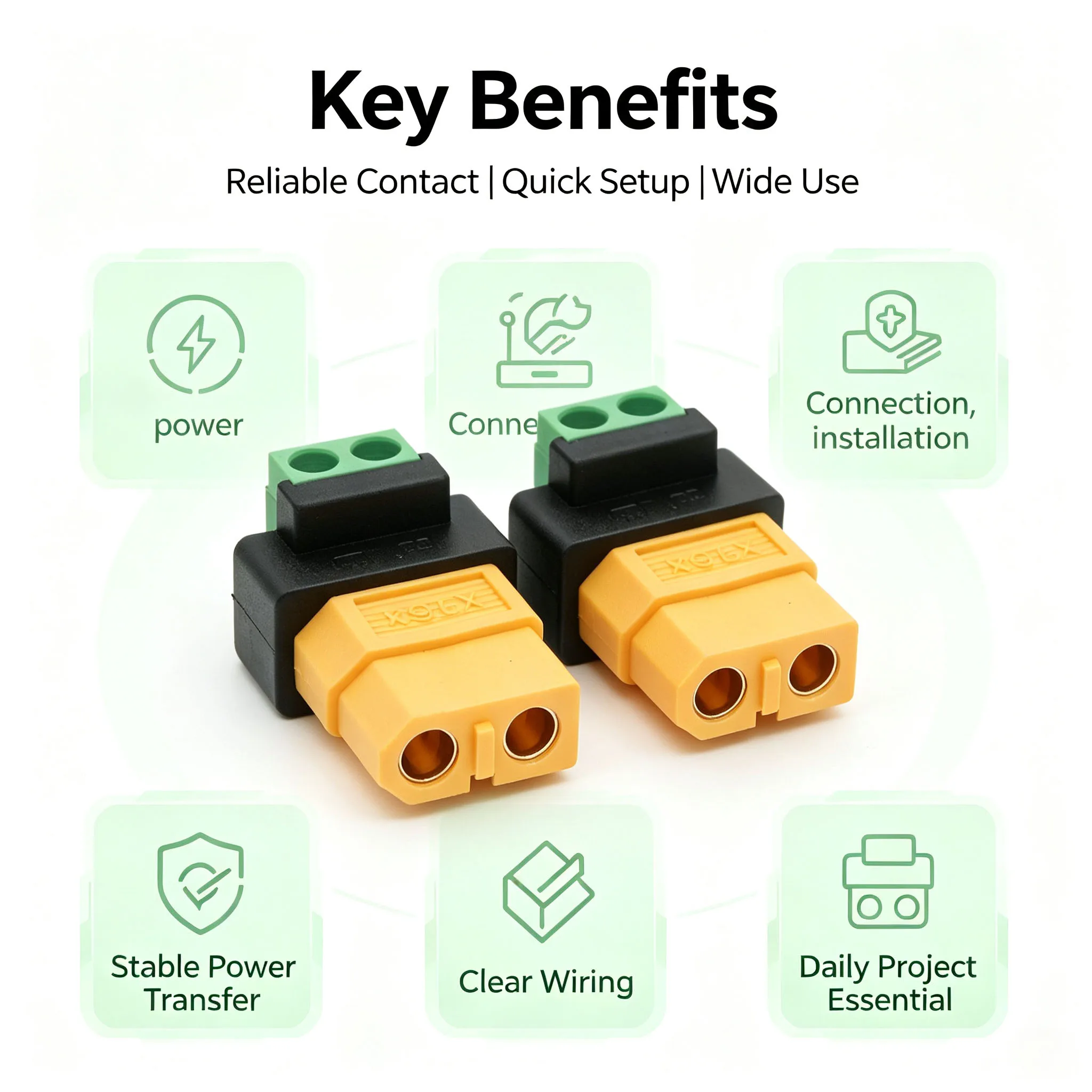 10/6PCS XT60 Connectors Screw Terminal Adapter XT60 Male/Female To 2PIN Solderless Power Plugs for Solar Panels Drone