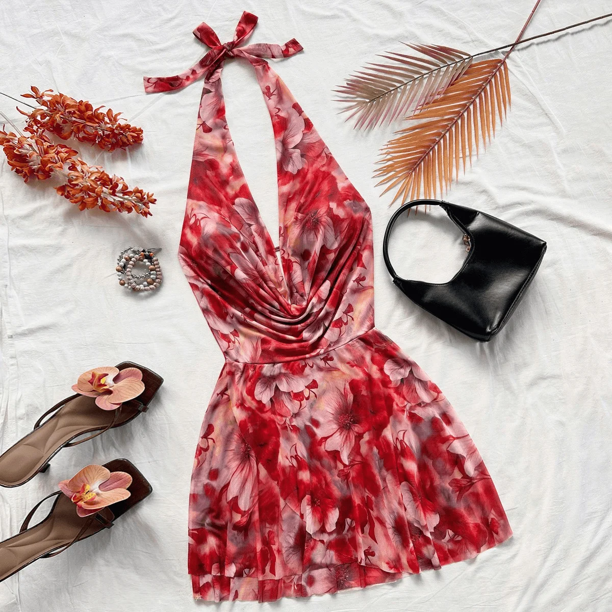 فستان فرنسي مطبوع راقي، منتج صيفي شعبي للنساء في عام 2025. تنورة قصيرة جديدة، اتجاه فستان التخسيس والعطلات #3