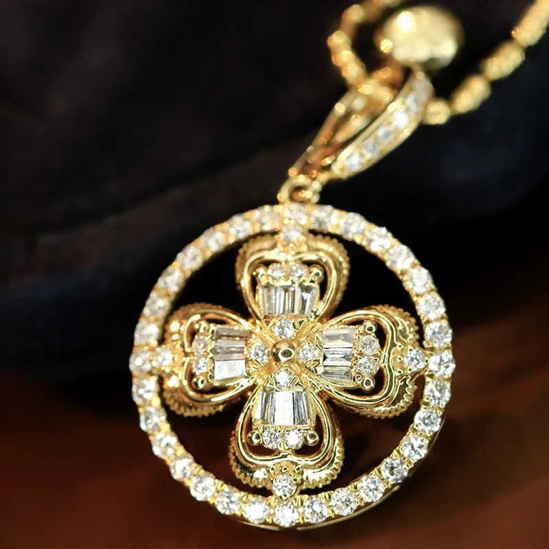 Aazuo 18K Solid White Gold Yellow Gold Diamonds 0.48ct Round Pendent NO Chain For Women And Girls Perfect for Special Occasions view 2