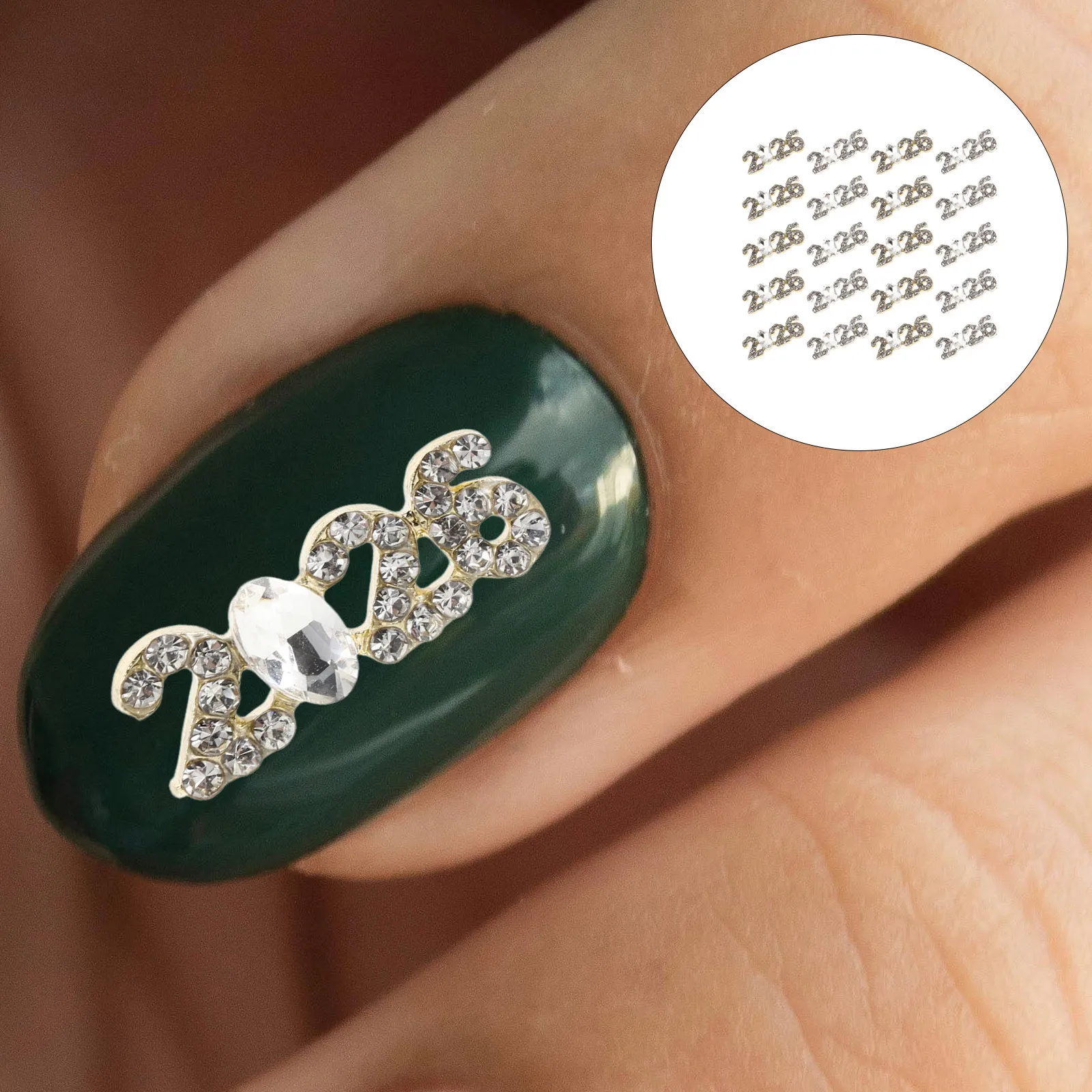 20개 아트 참스 라인스톤 숫자 장식 실버 불규칙 보석 플랫백 쥬얼리 네일 디자인용 - 네일 장식