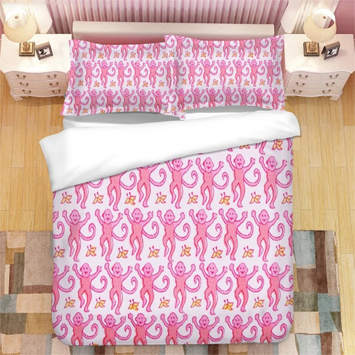 

Pink Roller Rabbit 3D Printed Bedding Set Duvet Covers Pillowcases Comforter Bedding Set Bedclothes Bed Linen