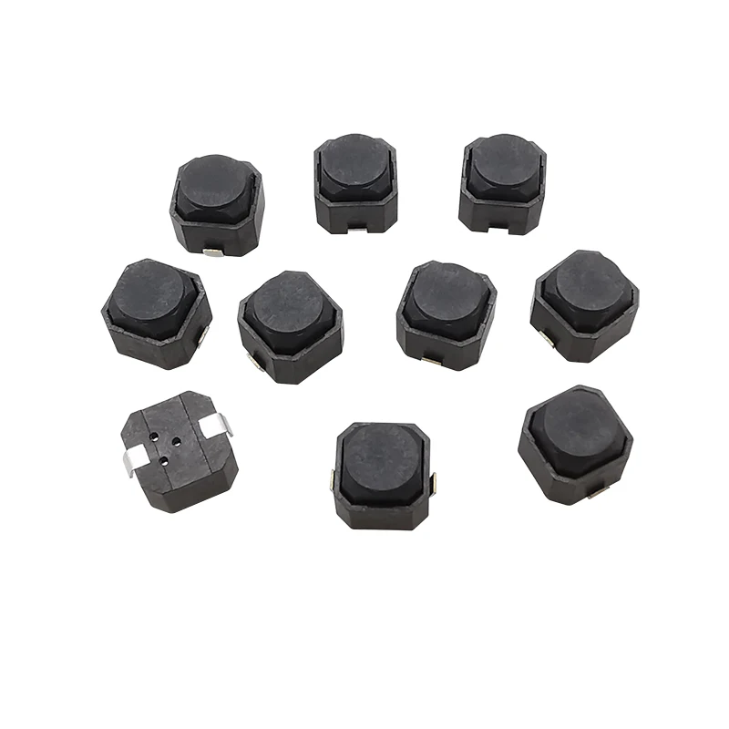 10Pcs/lot 6x6x5mm Tact Switch 6*6*5 mm 2 Pin Silent Touch Switches Silicone Push Button Tactile Switch Black