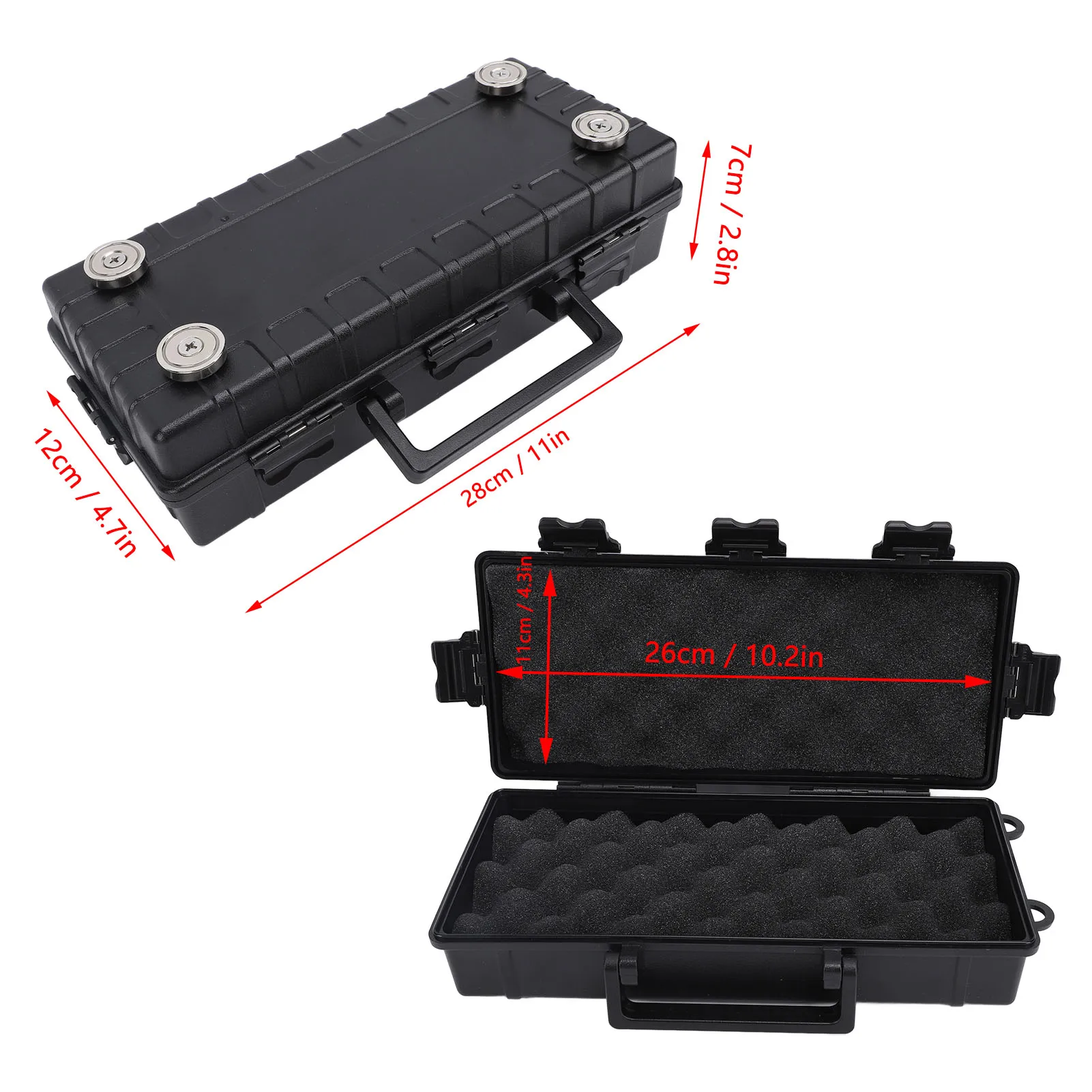 磁気キーボックス 28x12x7cm 車の下に隠すツールホルダー ポータブル収納オーガナイザー セキュリティラベル スペアキー用