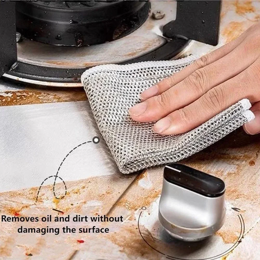 Multifunctional Non-Scratch Wire Dishcloth Wire Dishcloth Multipurpose Wire Dishwashing Rags Cleaning Cloth Magic Dish Towel