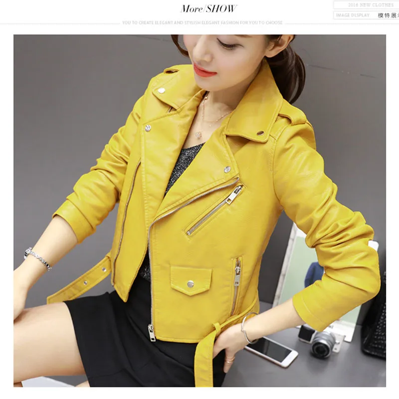 

2025 Spring Autumn New Women's Leather Jacket Motorcycle Clothing Short Coat