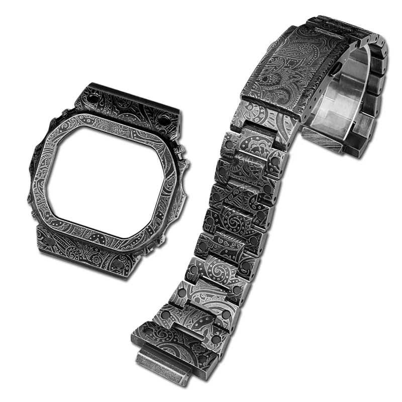 For Casio G-SHOCK watchband DW-5600 GW-B5600 GWM5610 GMW-B5000 retro old retrofitted metal stainless steel men case watch strap