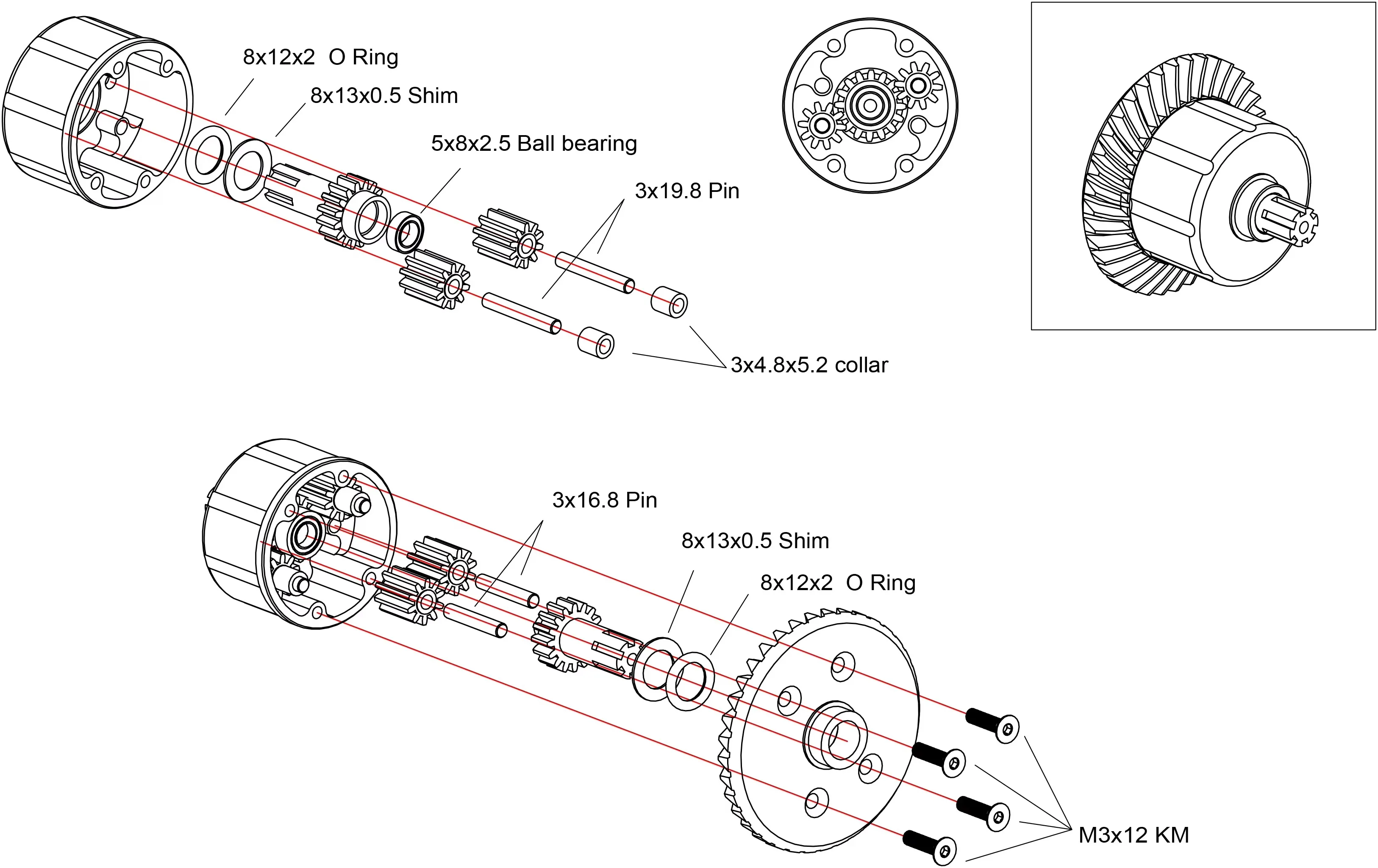 Hot Racing steel helical spiral 37T 13T gear set for Arrma 1/10 4WD