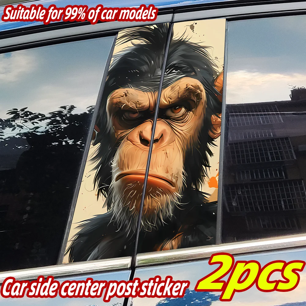 

Orangutan Car Stickers Funny Auto B Pillar Waterproof Decoration Cover Scratches Car Doors Pillar Sunscreen Decals Accessories