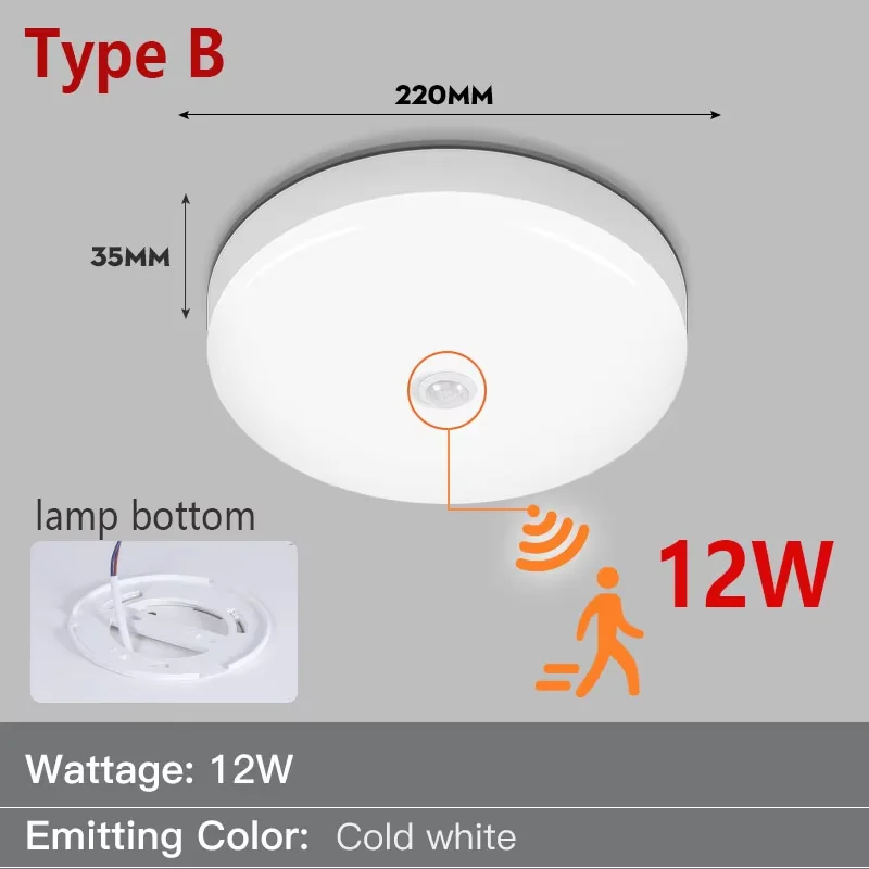 LED Decken leuchte Pir Bewegungs sensor Nacht leuchte für Wohnzimmer Badezimmer Flur 20w 30w 40w Smart Decken leuchten Glanz