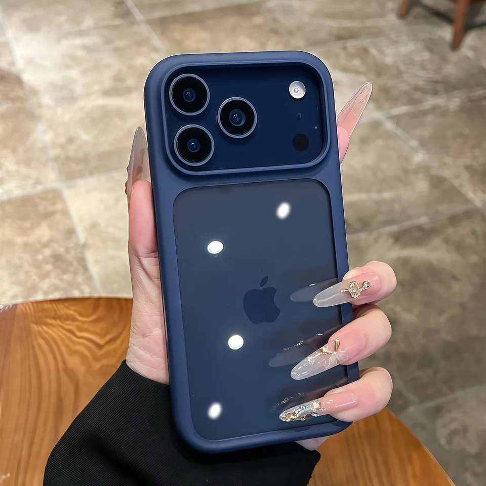 Funda de lujo de silicona avanzada con bordes suaves y parte trasera transparente para iPhone 18 17 Pro 17 Pro Max, a prueba de golpes con panel trasero duro 3