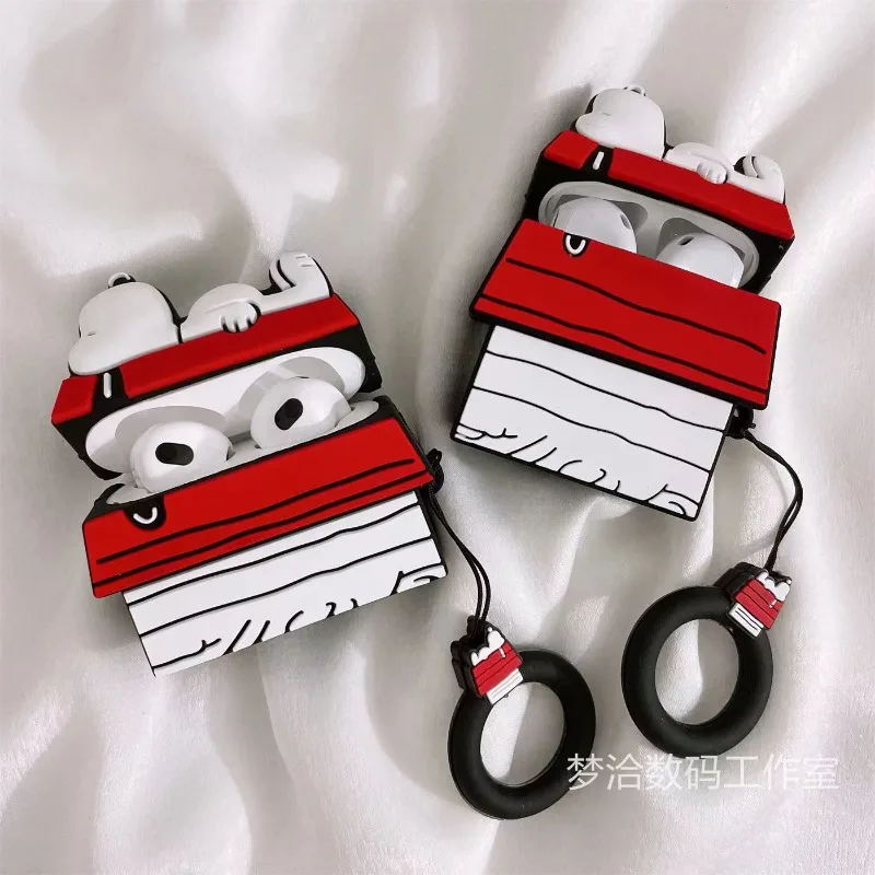 Snoopy pour Airpods 1 2 Pro 3 Bluetooth écouteur housse de protection personnage d'anime Silicone antichoc Bluetooth écouteur couverture