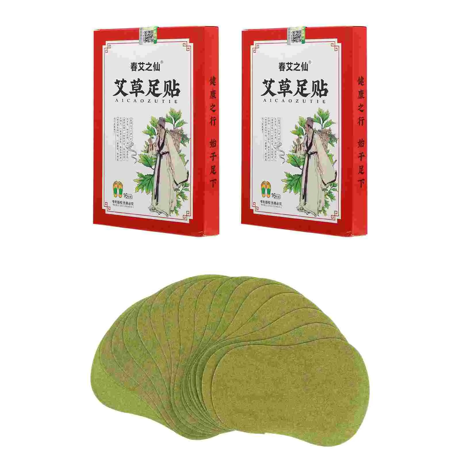 32 Pcs Foot Patch Wormwood Pads Mugwort Household Moxa Vola Patches Warm Care Products Green Sticker