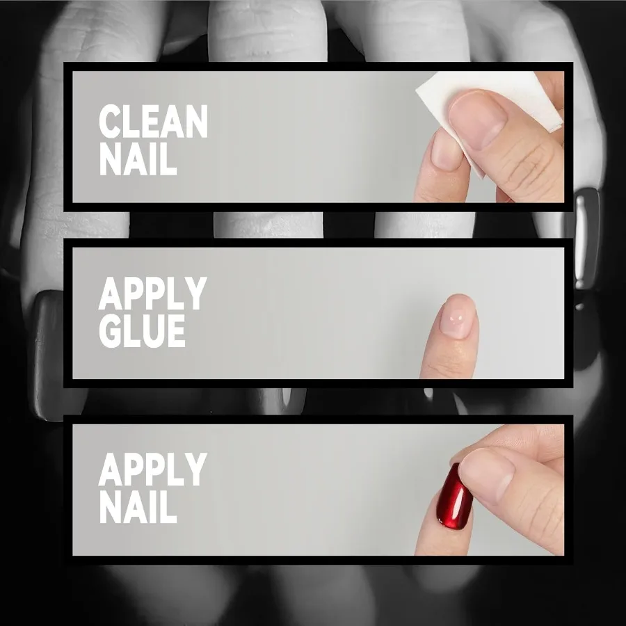 True Ruby Red Press on Nails for Women with Magnetic Cherry Shimmer and UV Finish in Medium Coffin Shape Ideal for Daily Wear P