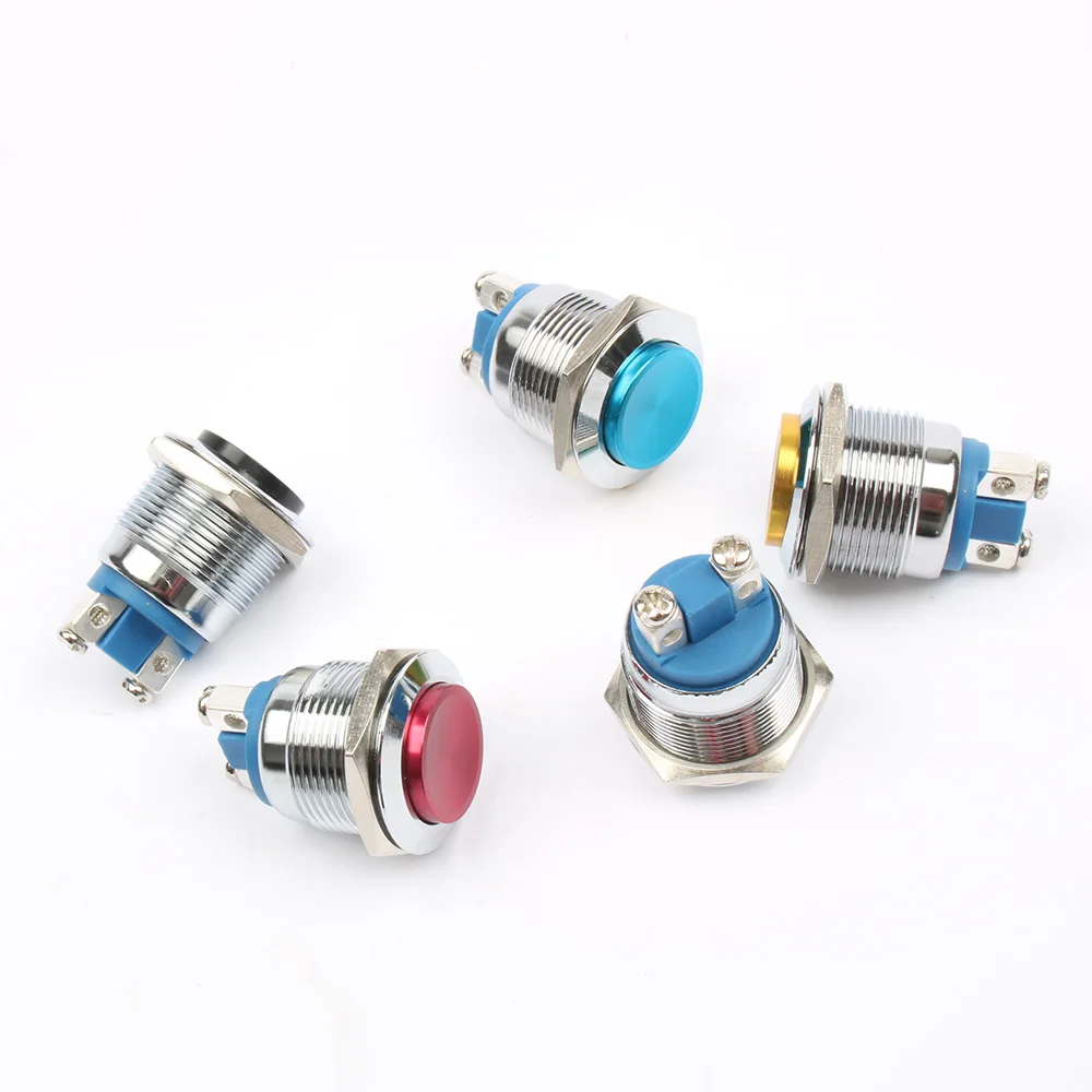 19mm push button switch high round Copper Momentary switches screw terminal 1NO colorful start button 19BYGT.F.L