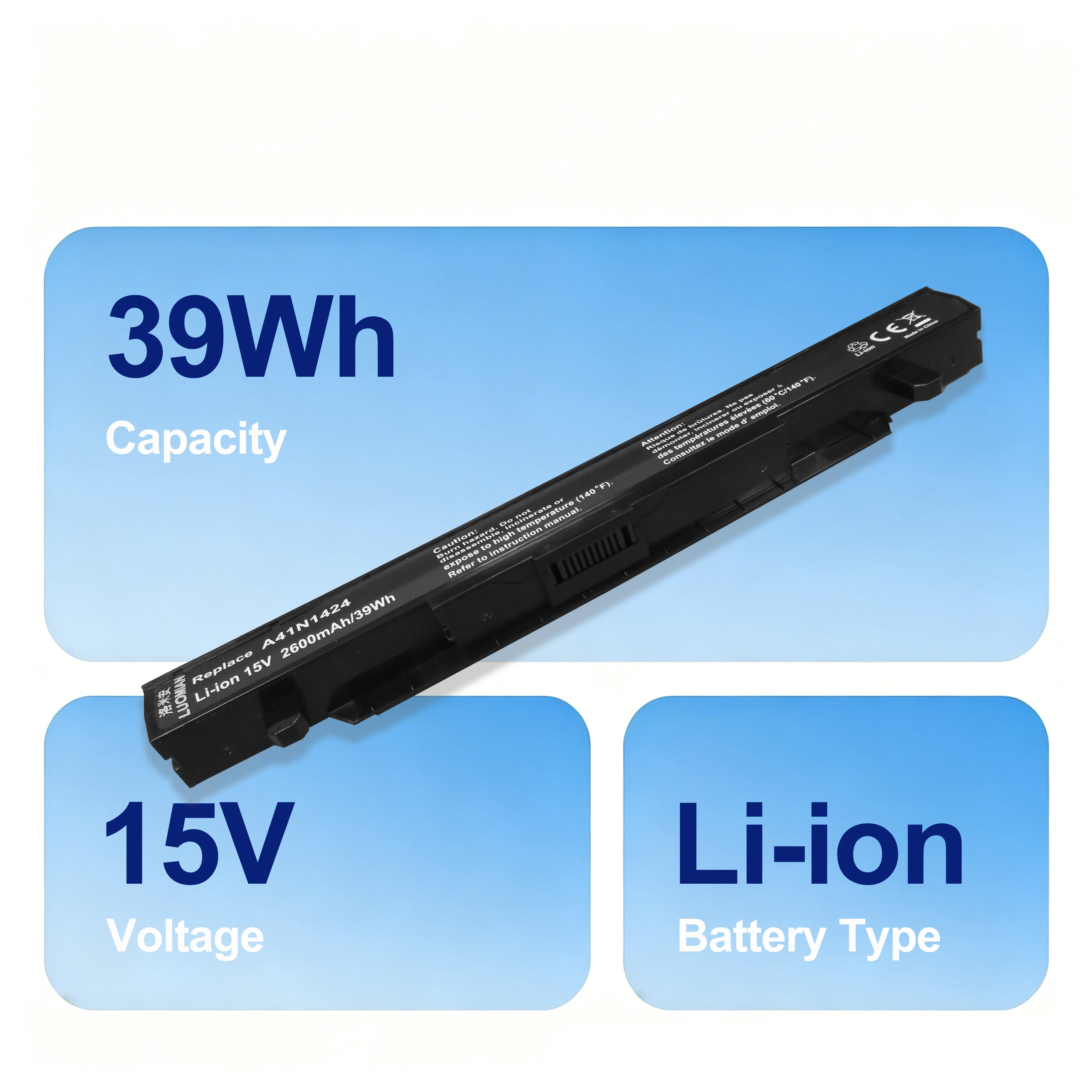 A41N1424 Laptop Battery for ASUS ROG FX-Plus/PRO ZX50 ZX50J ZX50JX ZX50V ZX50VW GL552 GL552J GL552JW GL552V GL552VW FZ50 FX50VW