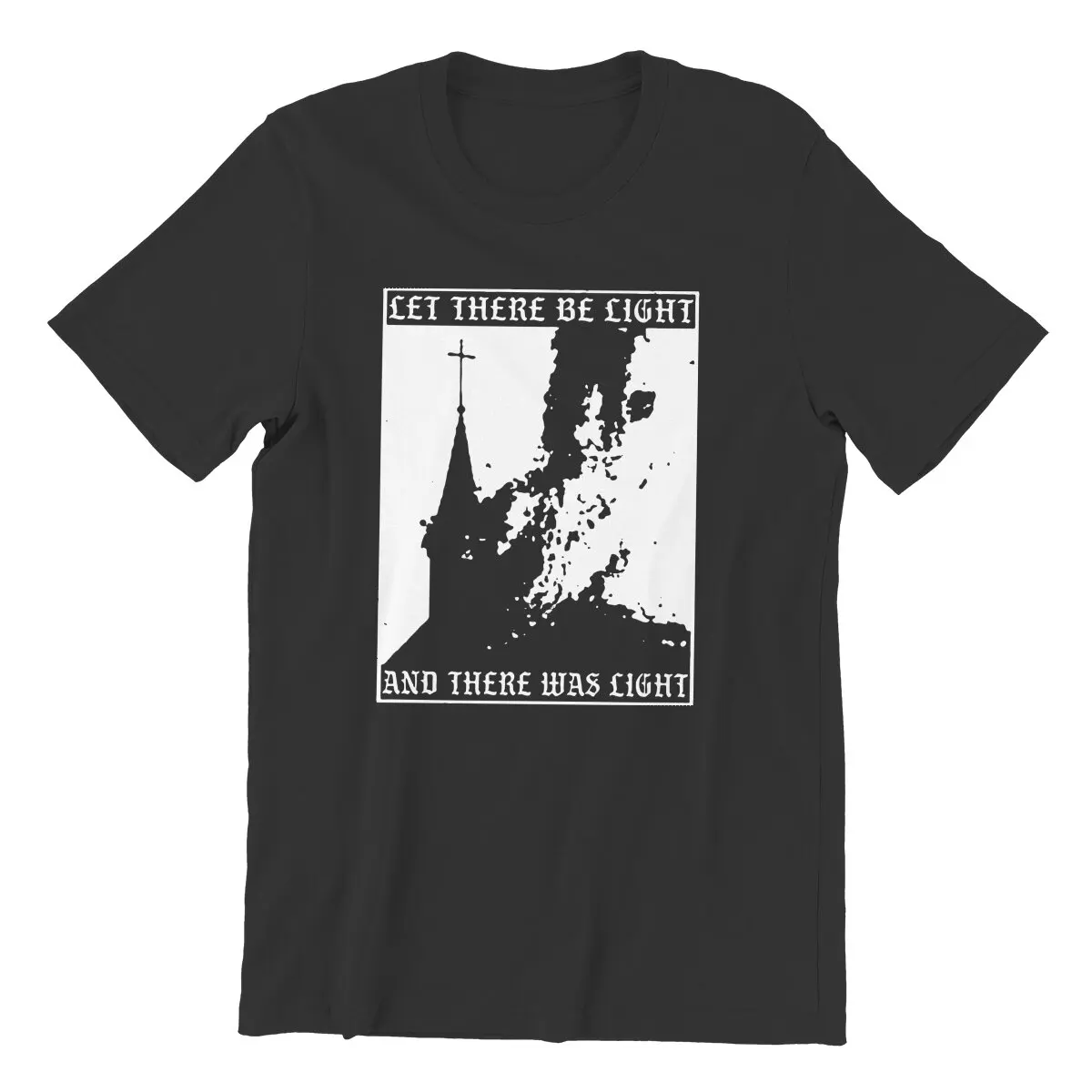 Men\'s T-Shirts Halloween Horror Satan Devil Burn Local Church Awesome Cotton Tees Let There Be Light T Shirts Clothes Summer