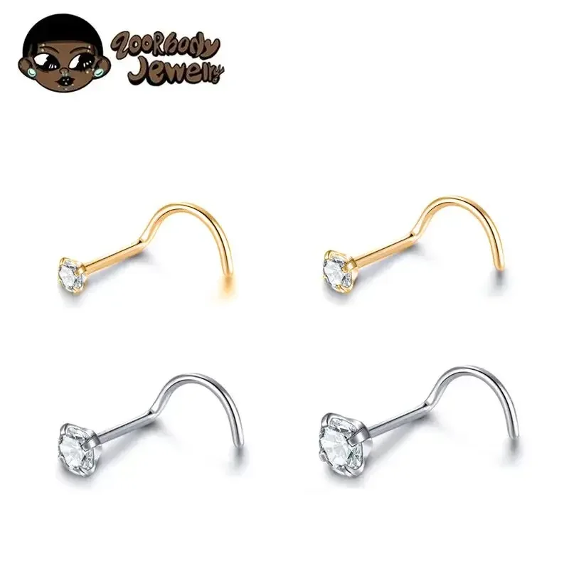 10 Uds. De titanio 18G 20G, Piercing para la nariz, Piercing de cristal CZ, tachuelas para la nariz, Anillo para la nariz para mujer, Piercing para la nariz, joyería para el cuerpo al por mayor