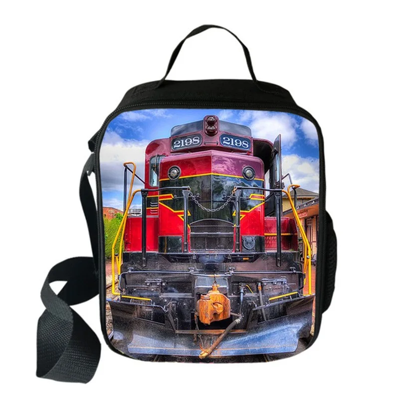 Trendy Popular Novelty Crossbody train Lunchbox Thermal insulation Food Lunch Bag 3D Printed Picnic Insulated Handbags Ice Bags