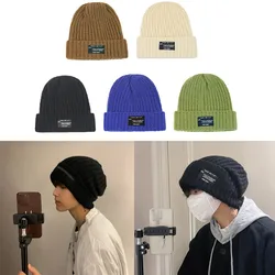 New Fashion Men Warm Knitted Hat Soft Thick Wool Wrinkle proof Hat Winter Warm Ski Hat Loose Hat Casual Hat