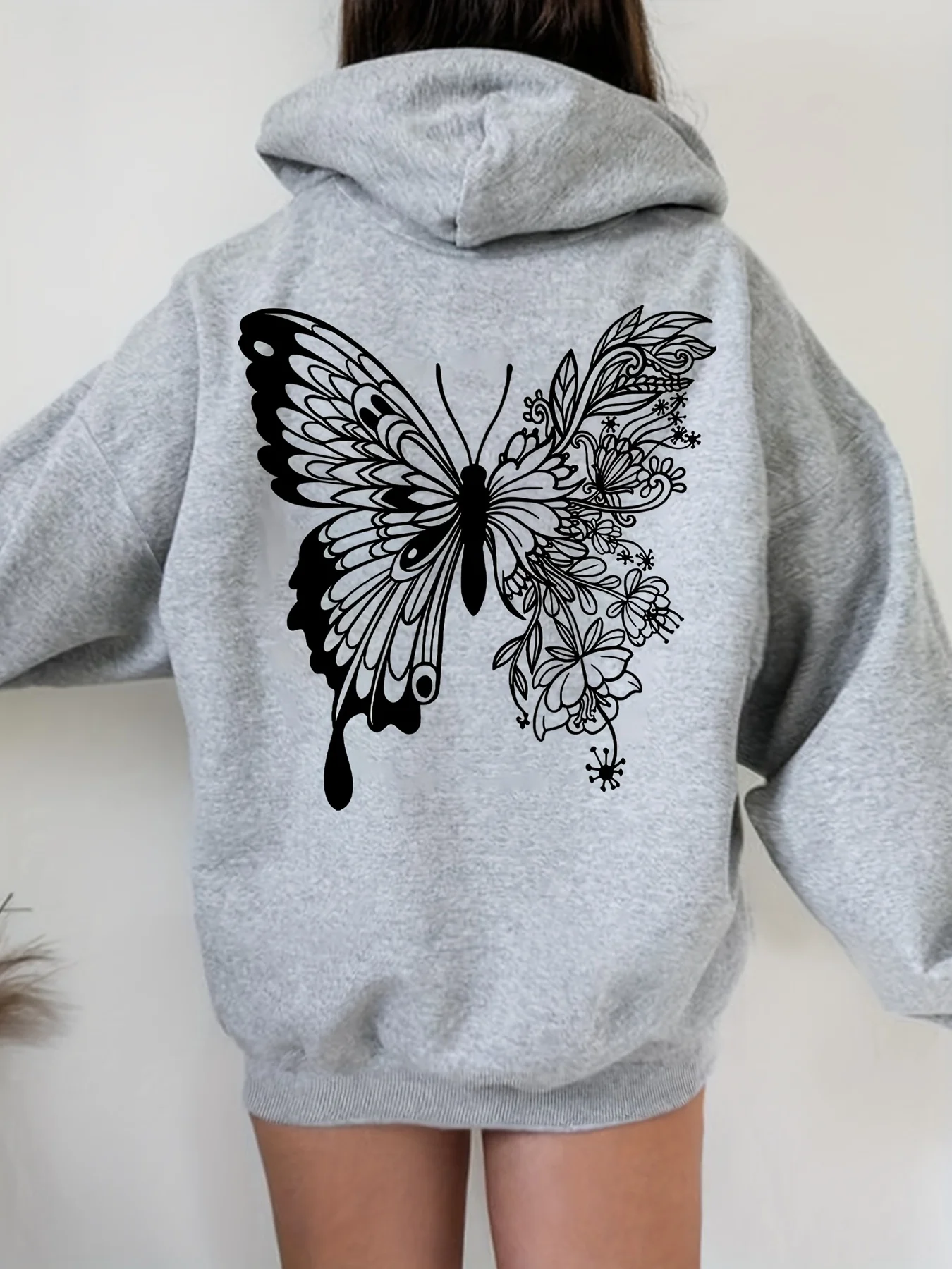 

Осенние и зимние хлопковые мужские и женские толстовки с графическим принтом бабочки, повседневные уличные спортивные тренировочные брендовые тренды