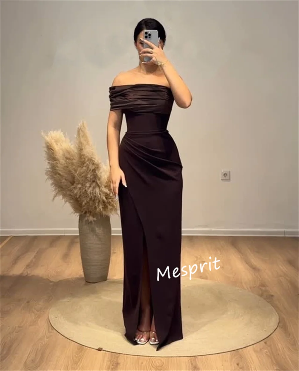 맞춤형 저지 플리츠 원 숄더 스트레이트 미디 드레스 맞춤형 행사 단순 우아한 고품질 홈 커밍 파티 가운