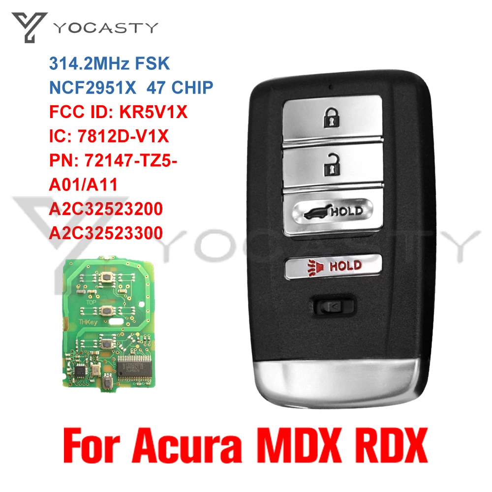 YOCASTY 72147-TZ5-A01 A11 For Acura MDX RDX 2014 2015 2016 2018 2019 2020 Keyless Entry Go Smart Car Key A2C32523200 A2C32523300