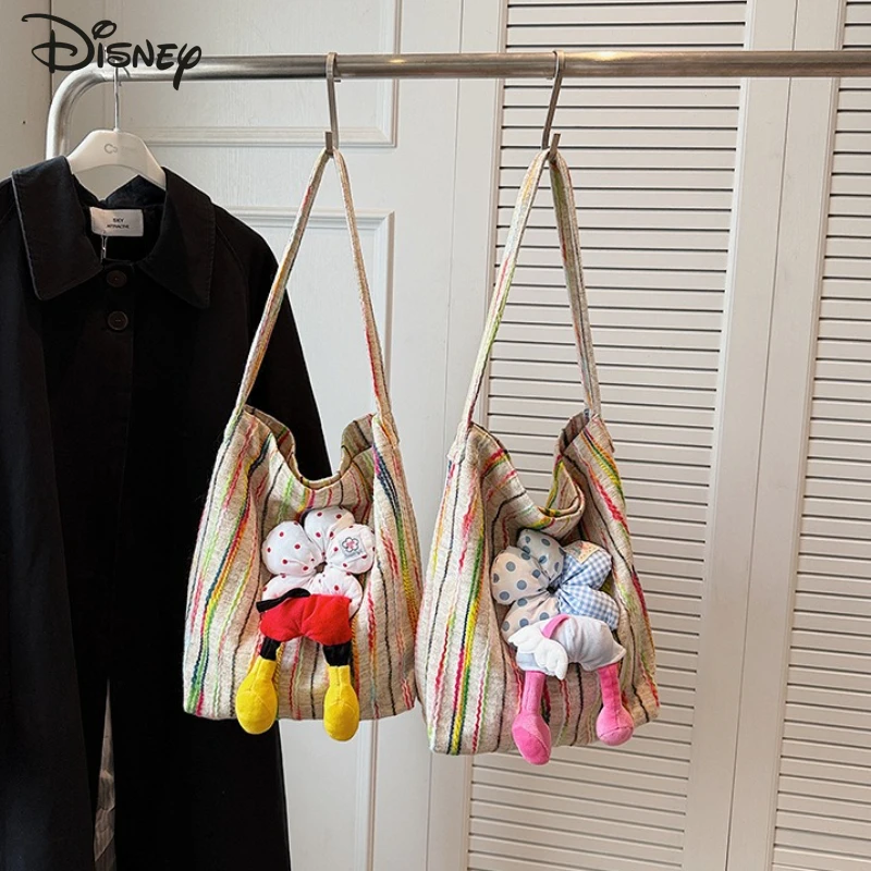 

Disney Mickey 2025 новая женская сумка через плечо с героями мультфильмов, большая вместительная женская сумка, модная сумка для хранения покупок высокого качества