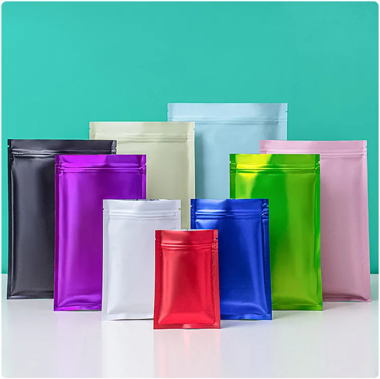 100PCS Flat Glossy Matte Aluminum Foil Ziplock Bag Heat Sealing Coffee Sugar Snack Salt Spice Tea Resealable Packaging Pouches