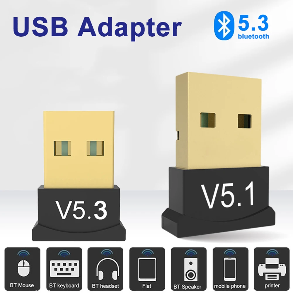 USB Bluetooth 5.3 Adapter Dongle Adaptador Bluetooth V5.1 Wireless Speaker Audio Receiver USB Transmitter For PC Laptop Car Kit