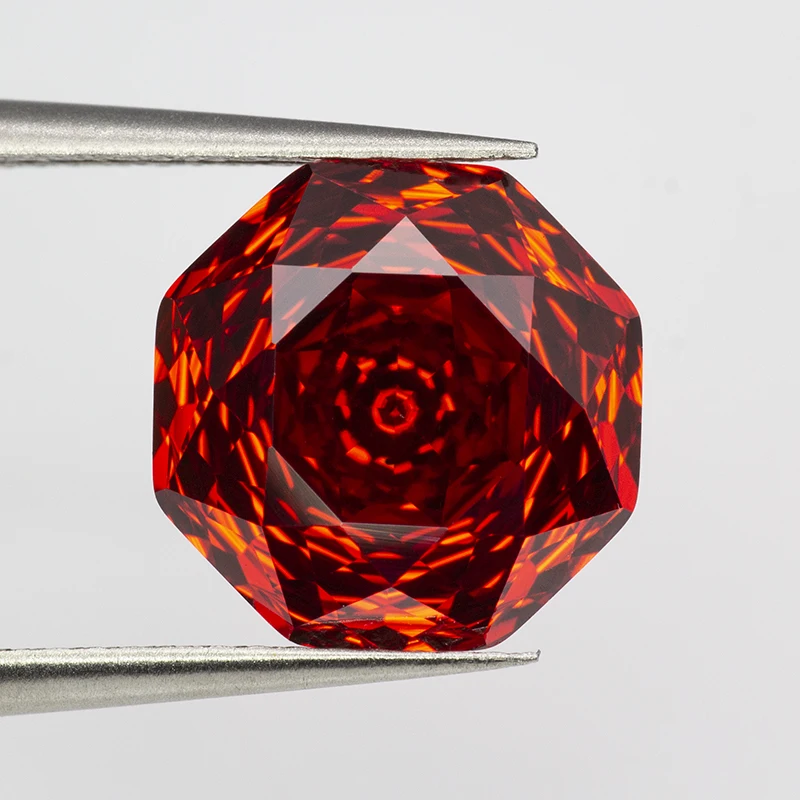 New 5A Red Color Millennium Octagon Rose Cut Cubic Zirconia Stones for Jewelry Making