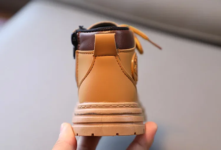Jungen Mädchen PU-Lederstiefel Kinder-Knöchelstiefel Jungen Weichsohlige Kinderschuhe Rutschfeste Outdoor-Schuhe Winter Mode Schneestiefel – Detail 10