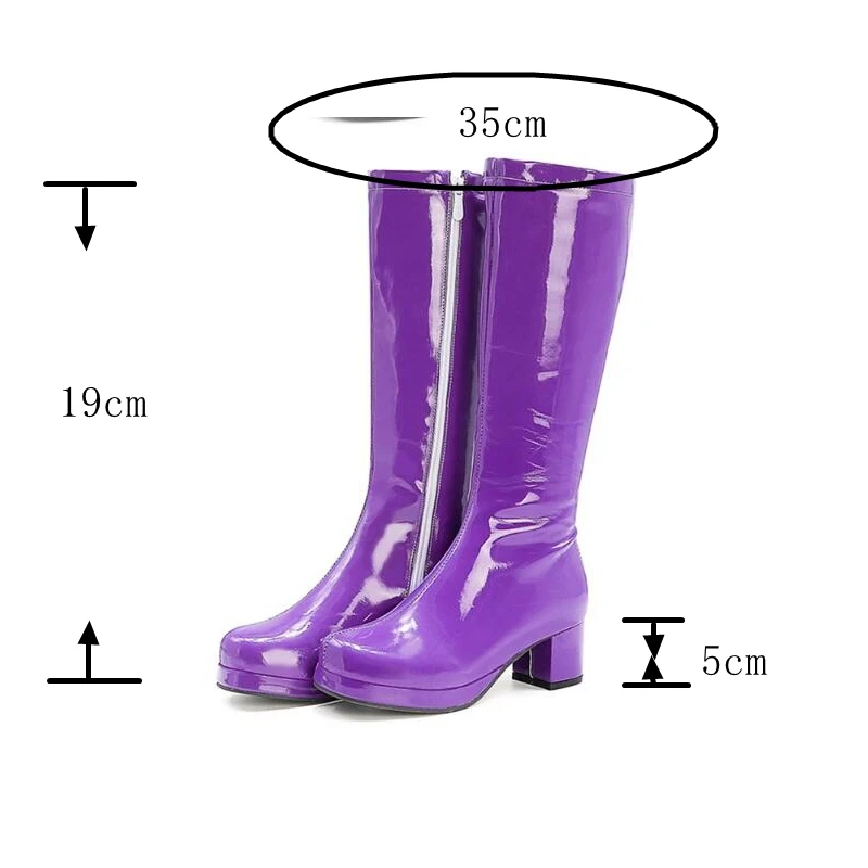 REAVE CAT Autumn Sweet Knee-High boots Round Toe Heel PU Big size 33-46 Yellow Purple Orange S1981