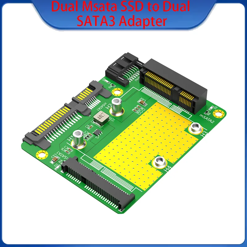 Dual Msata SSD to Dual SATA3 Adapter Support Hi-Speed SATA3/6Gbps Mass Storage Interface Supports Windows 7/8/10 Adapter