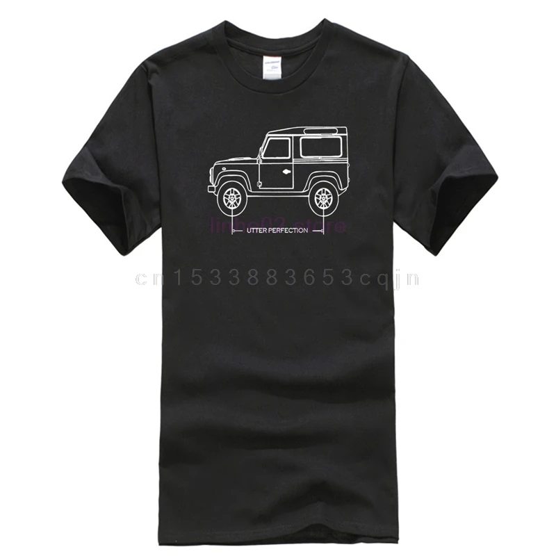 Summer Style Land Car Rover Defender 90 Utter Perfection Car Blueprint T-shirt Quality Printing 100% Cotton Oversize Tee Shirts