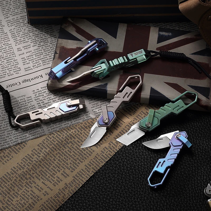 New HAN218 M390 Steel Folding Knife Utility Mini Folding Keychain Scalpel EDC Courier Opening Knifves Gift Fruit Pocket Knife