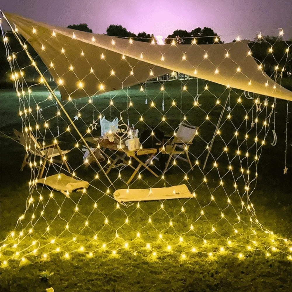 EU Plug LED Net Mesh String Light 3 Color Waterproof Christmas Tree Light 1.5x1.5M 3mx2m Curtain Light New Year Decor